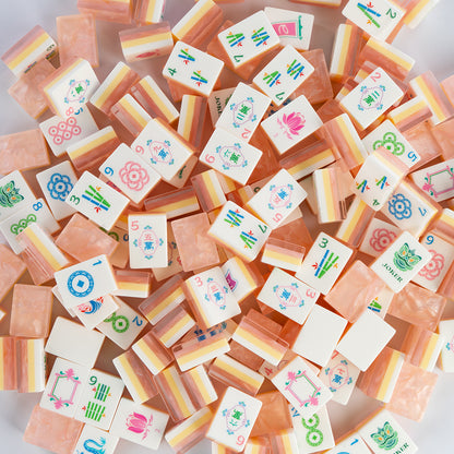 Modern Mahjong Set Apricot Glow Shell Mahjong Tiles Garden Collection 7