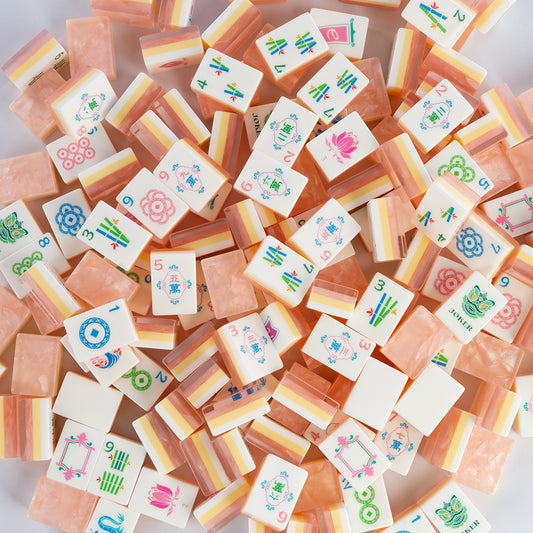 Modern Mahjong Set Apricot Glow Shell Mahjong Tiles Garden Collection 7