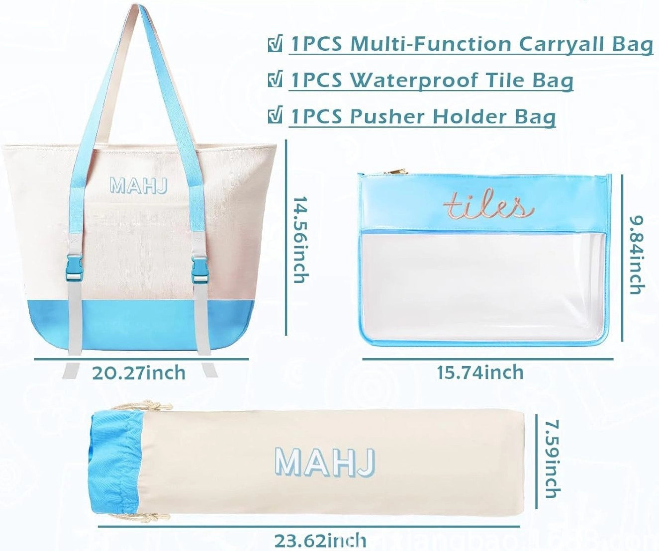 Modern Mahjong Set Canvas_Mahjong_Bag_3-Piece_Set 2