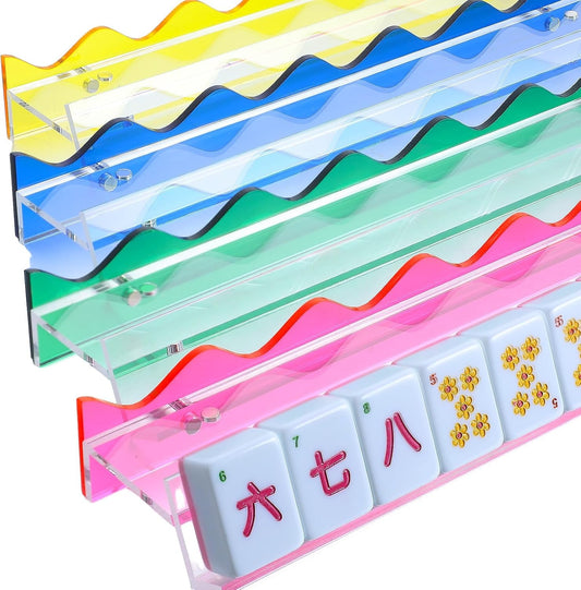 Modern Mahjong Set Clear Mahjong Racks with Magnetic Pushers 4 Pieces Set 1