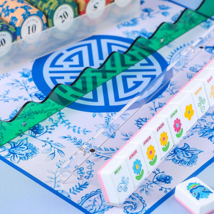 Modern Mahjong Set Clear Mahjong Racks with Magnetic Pushers 4 Pieces Set 3