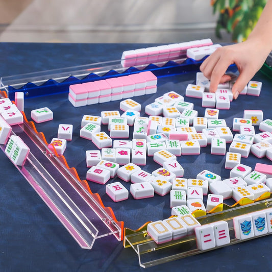 Modern Mahjong Set Clear Mahjong Racks with Magnetic Pushers 4 Pieces Set 5