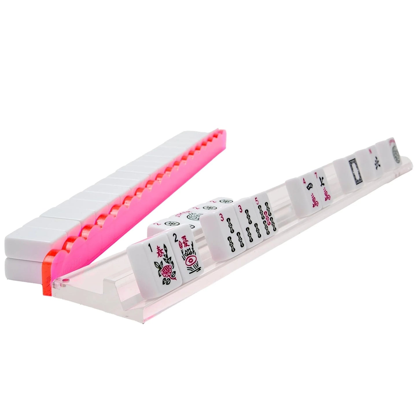 Modern Mahjong Set Clear Mahjong Racks with Magnetic Pushers 4 Pieces Set 8