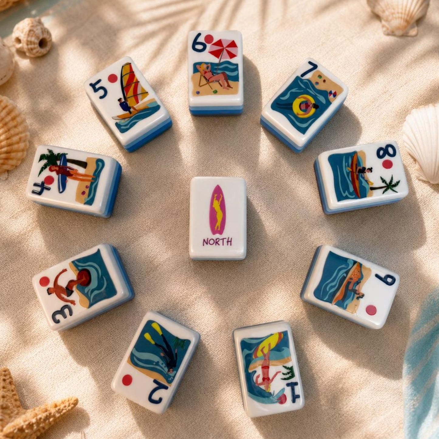 Modern Mahjong Set Coastal Ocean Luxury Mahjong Set Premium Beach & Summer Vacation Tiles 3