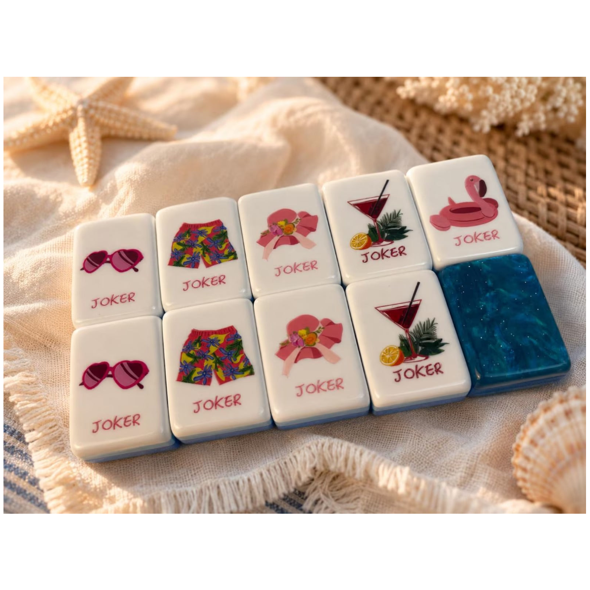 Modern Mahjong Set Coastal Ocean Luxury Mahjong Set Premium Beach & Summer Vacation Tiles 7