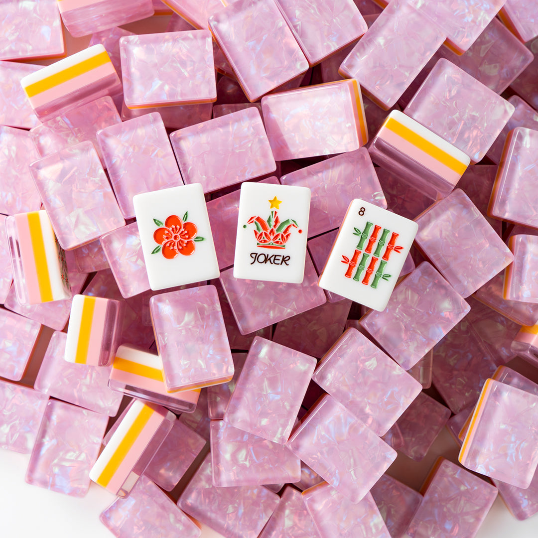 Modern Mahjong Set Daisy Pink Shell Mahjong Set 1