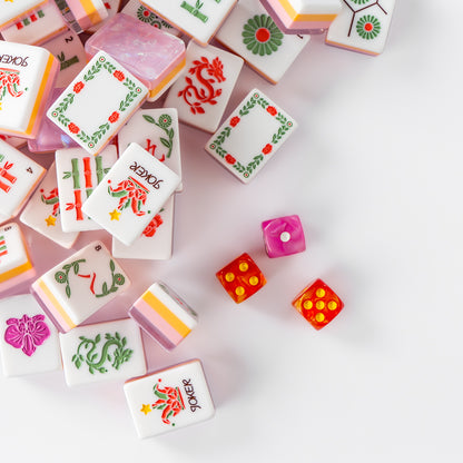 Modern Mahjong Set Daisy Pink Shell Mahjong Set 3