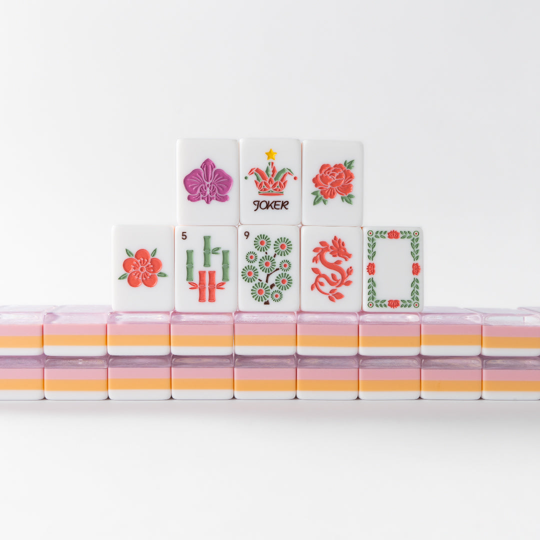 Modern Mahjong Set Daisy Pink Shell Mahjong Set 4