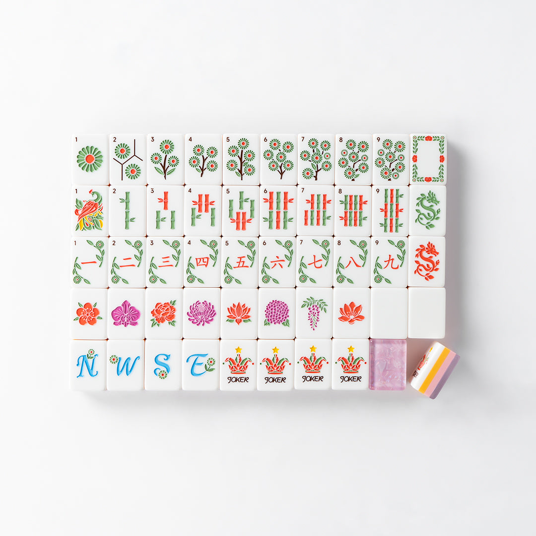 Modern Mahjong Set Daisy Pink Shell Mahjong Set 5