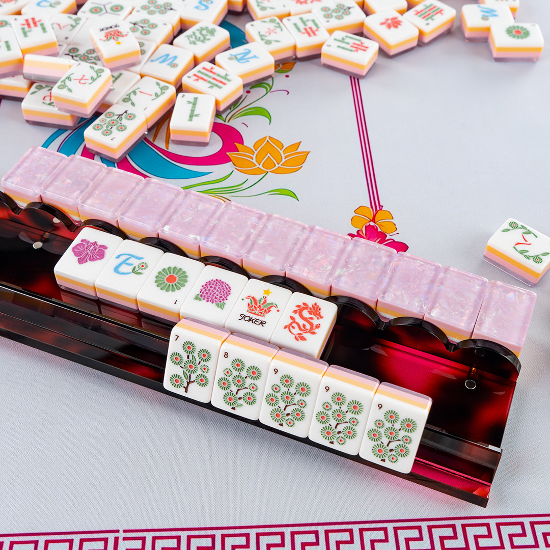 Modern Mahjong Set Daisy Pink Shell Mahjong Set 7