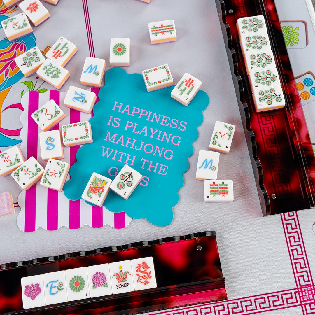 Modern Mahjong Set Daisy Pink Shell Mahjong Set 8