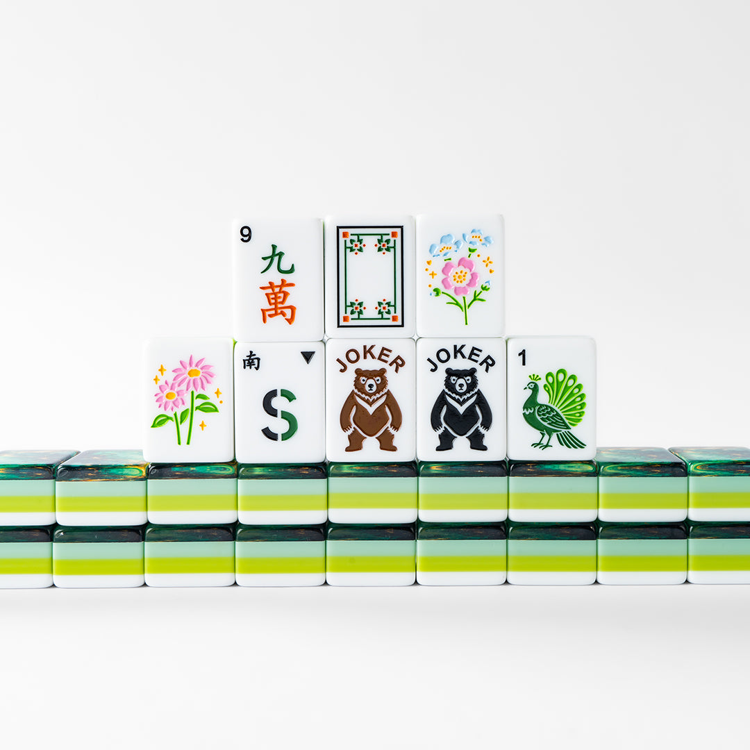 Modern Mahjong Set Jade & Gold Vein Mahjong Set Forest Collection 10