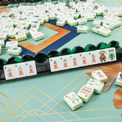 Modern Mahjong Set Jade & Gold Vein Mahjong Set Forest Collection 2
