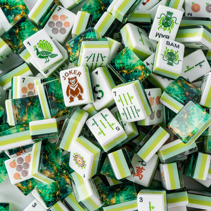 Modern Mahjong Set Jade & Gold Vein Mahjong Set Forest Collection 5
