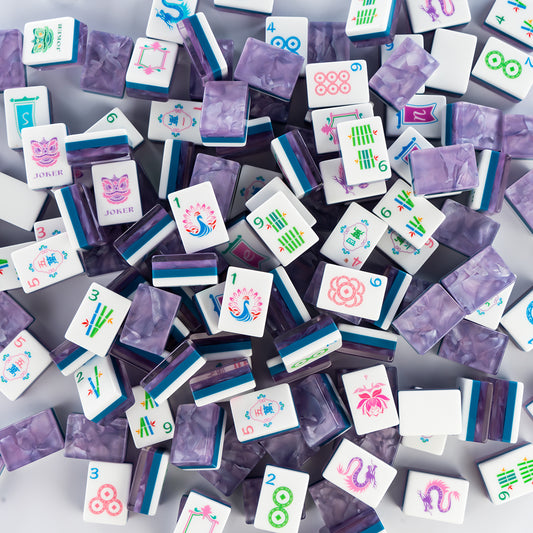 Modern Mahjong Set Lotus Purple Shell Mahjong Set 1