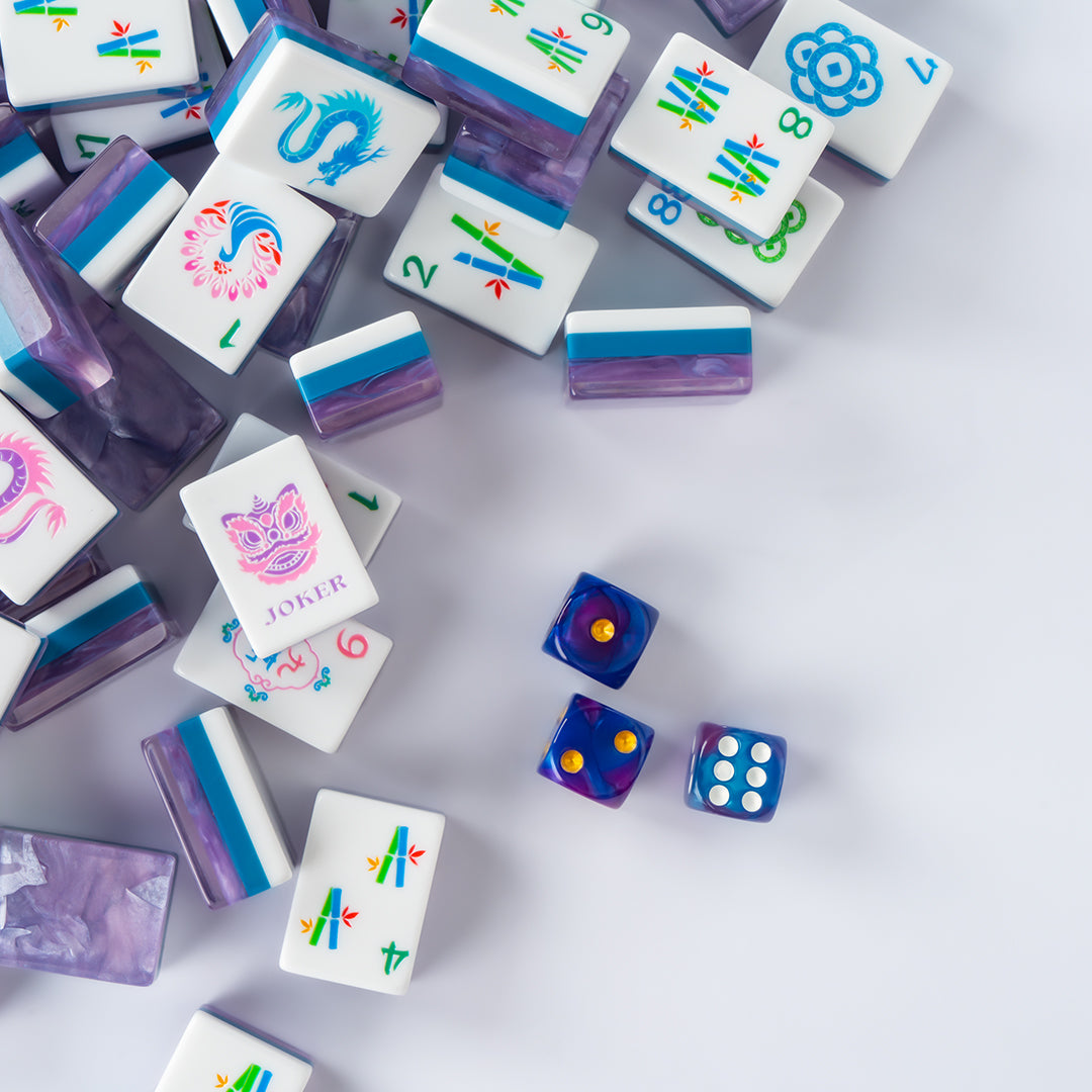 Modern Mahjong Set Lotus Purple Shell Mahjong Set 3