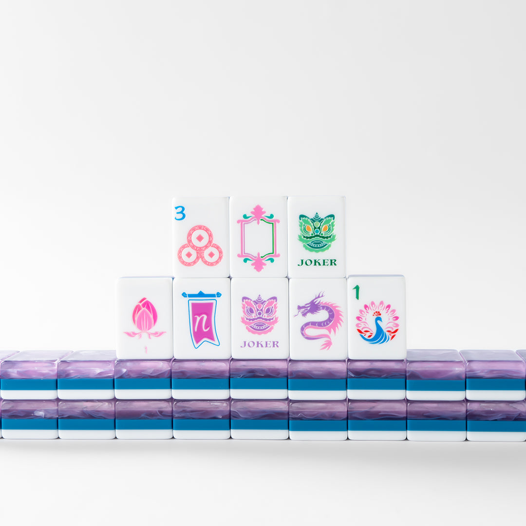 Modern Mahjong Set Lotus Purple Shell Mahjong Set 4