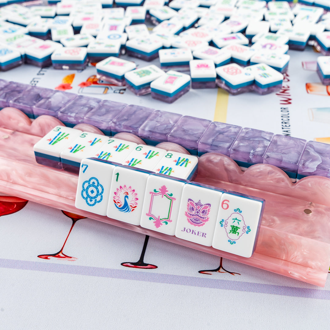 Modern Mahjong Set Lotus Purple Shell Mahjong Set 9