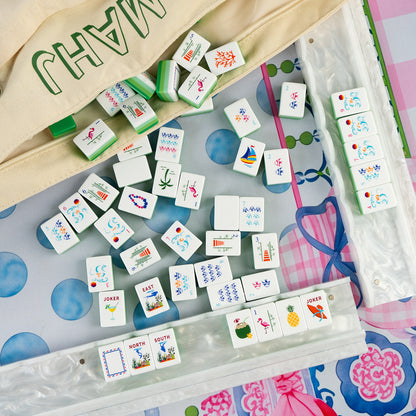 Modern Mahjong Set Minty Coast Mahjong Tiles Ocean Collection 2