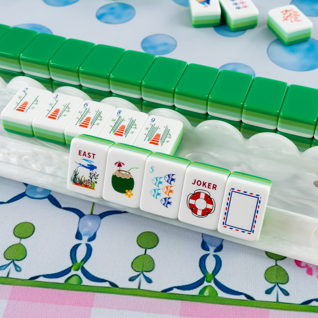 Modern Mahjong Set Minty Coast Mahjong Tiles Ocean Collection 4