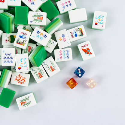 Modern Mahjong Set Minty Coast Mahjong Tiles Ocean Collection 7