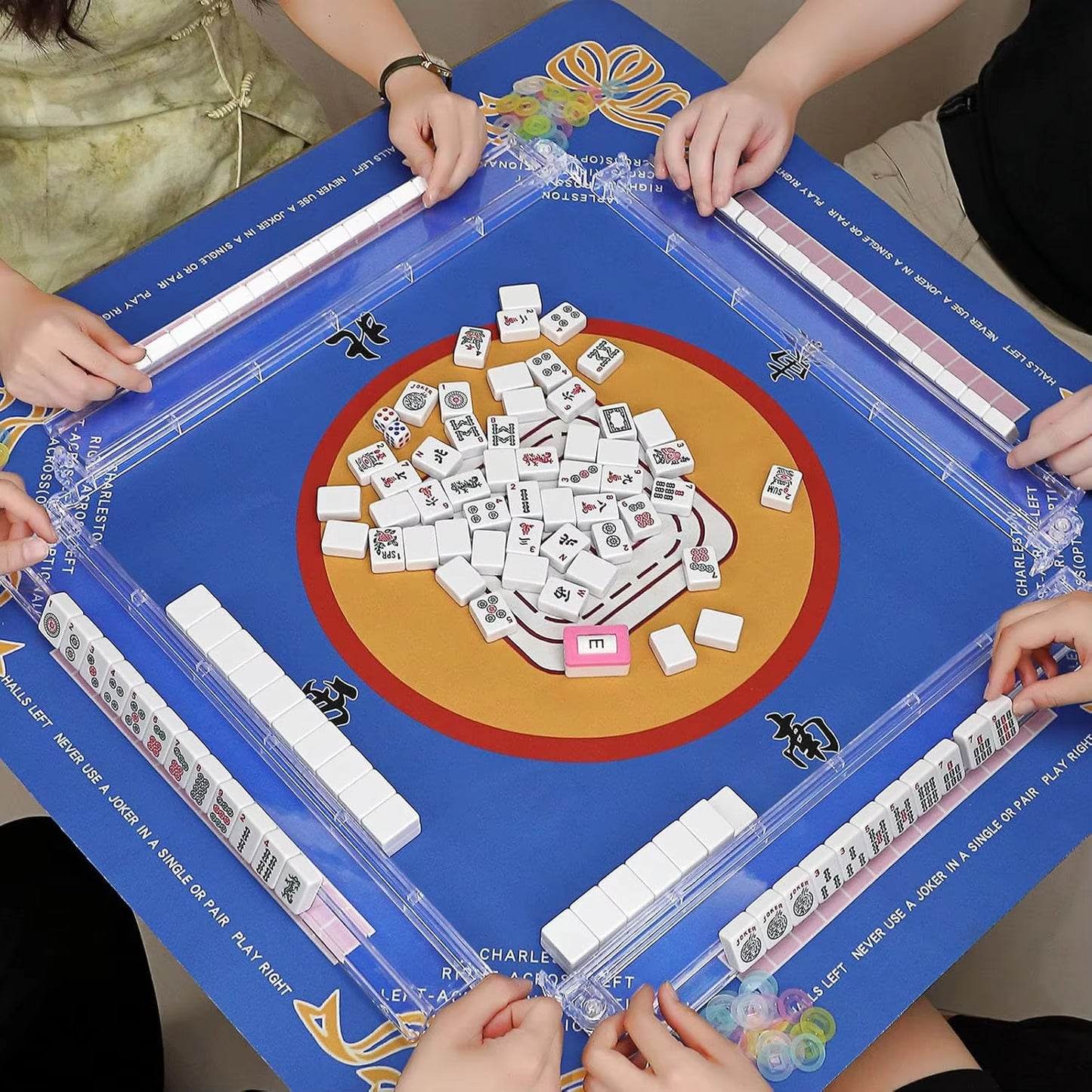 Modern Mahjong Set Premium 2-in-1 Mahjong Racks 4 Pieces Set 7