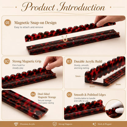 Modern Mahjong Set Premium Tortoiseshell Mahjong Rack with Magnetic Pusher & Wave Mahjong Holder 1