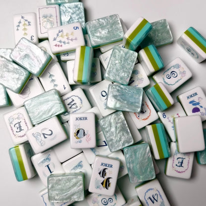 Modern Mahjong Set Seafoam Pearl Mahjong Tiles Ocean Collection 1