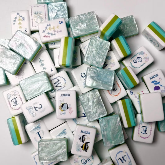 Modern Mahjong Set Seafoam Pearl Mahjong Tiles Ocean Collection 1