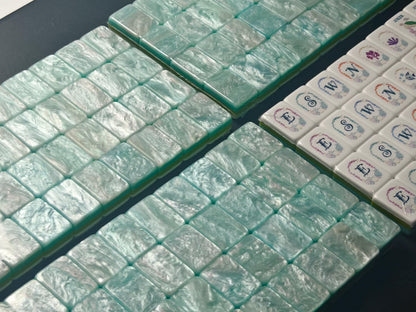 Modern Mahjong Set Seafoam Pearl Mahjong Tiles Ocean Collection 2