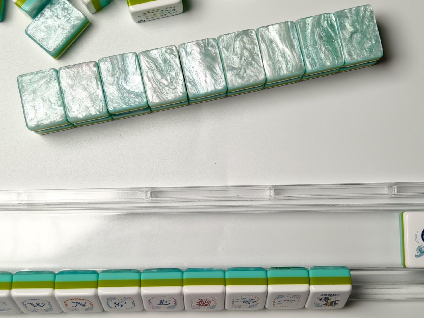 Modern Mahjong Set Seafoam Pearl Mahjong Tiles Ocean Collection 3