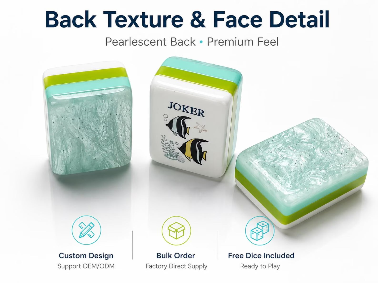 Modern Mahjong Set Seafoam Pearl Mahjong Tiles Ocean Collection 7