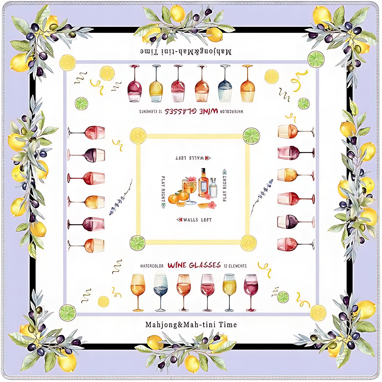 Modern Mahjong Set Wine Glasses Mahjong Mat