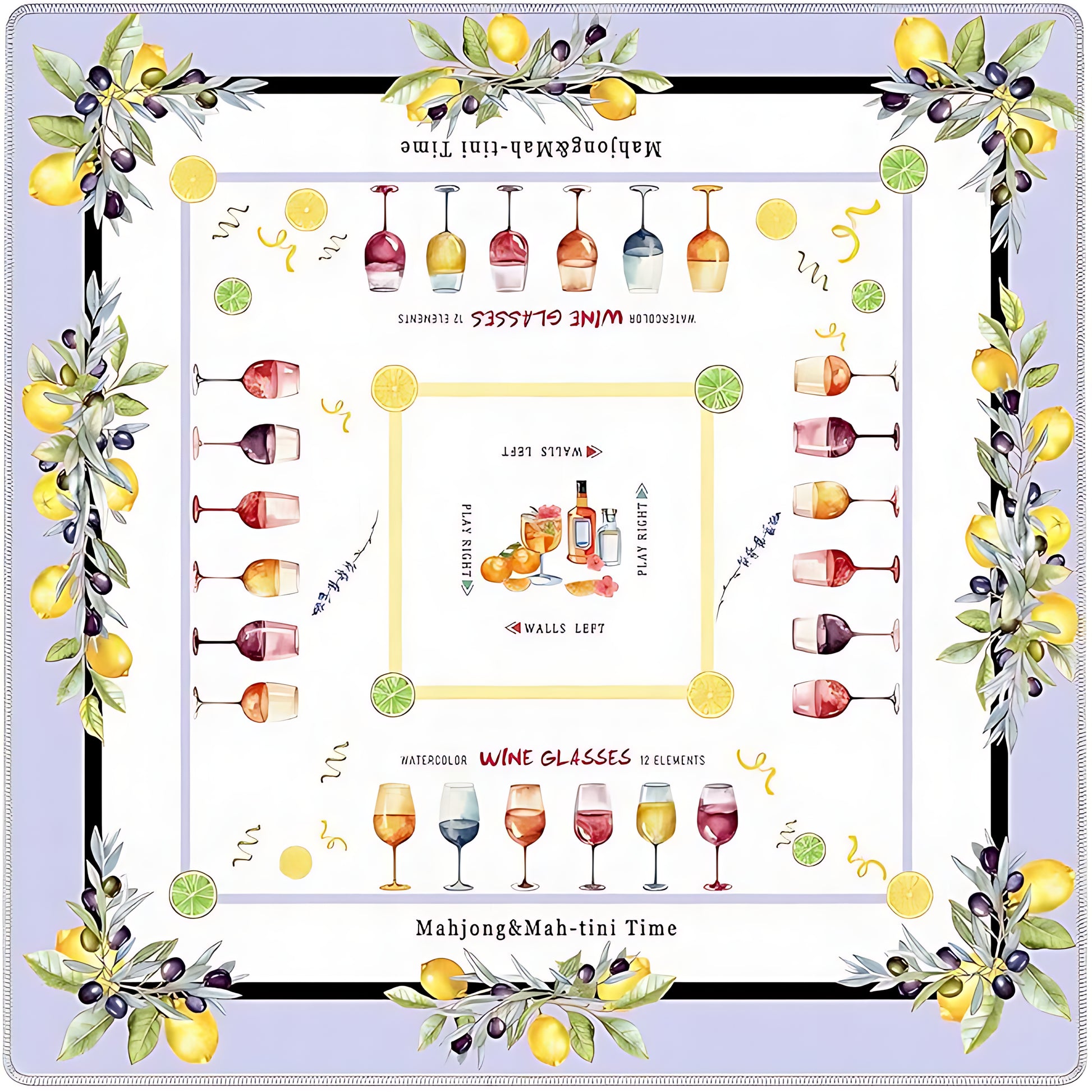 Modern Mahjong Set Wine Glasses Mahjong Mat