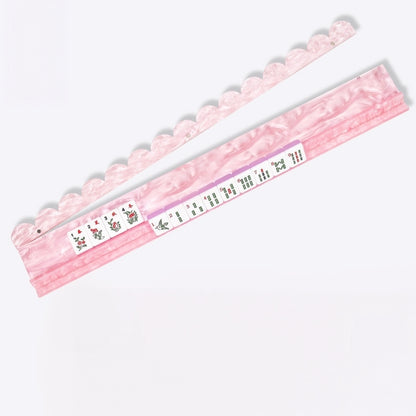 Luxury Acrylic Mahjong Rack & Pushers Set – Iridescent Shell Pattern with Scallop Pusher | 4 Pieces
