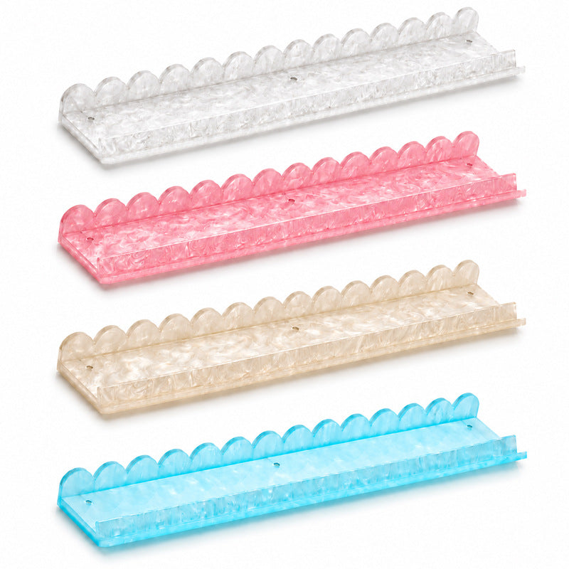 Luxury Acrylic Mahjong Rack & Pushers Set – Iridescent Shell Pattern with Scallop Pusher | 4 Pieces