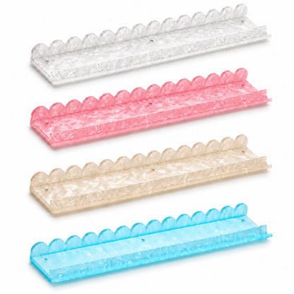 Luxury Acrylic Mahjong Rack & Pushers Set – Iridescent Shell Pattern with Scallop Pusher | 4 Pieces