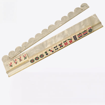 Luxury Acrylic Mahjong Rack & Pushers Set – Iridescent Shell Pattern with Scallop Pusher | 4 Pieces