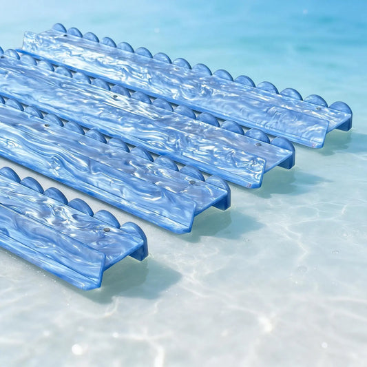 Ocean Wave Blue Acrylic Mahjong Rack & Pusher Set 6