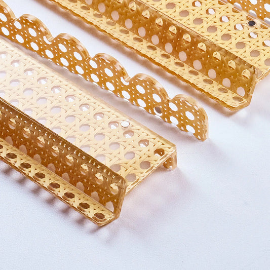 Rattan Acrylic Mahjong Rack & Pusher Set – Real Woven Bamboo Encased in Acrylic 3