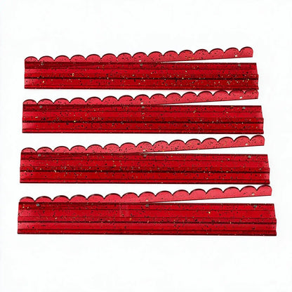 Red Glitter Acrylic Mahjong Rack & Pusher Set with Scallop Magnetic Pushers - 4 Pieces 