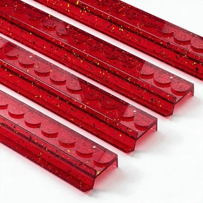 Red Glitter Acrylic Mahjong Rack & Pusher Set with Scallop Magnetic Pushers - 4 Pieces 2