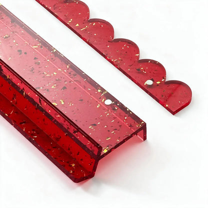 Red Glitter Acrylic Mahjong Rack & Pusher Set with Scallop Magnetic Pushers - 4 Pieces 3