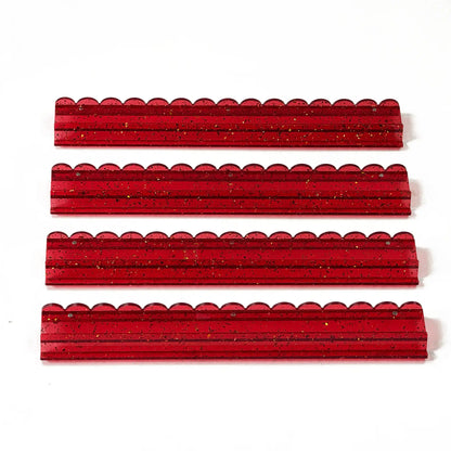 Red Glitter Acrylic Mahjong Rack & Pusher Set with Scallop Magnetic Pushers - 4 Pieces 5