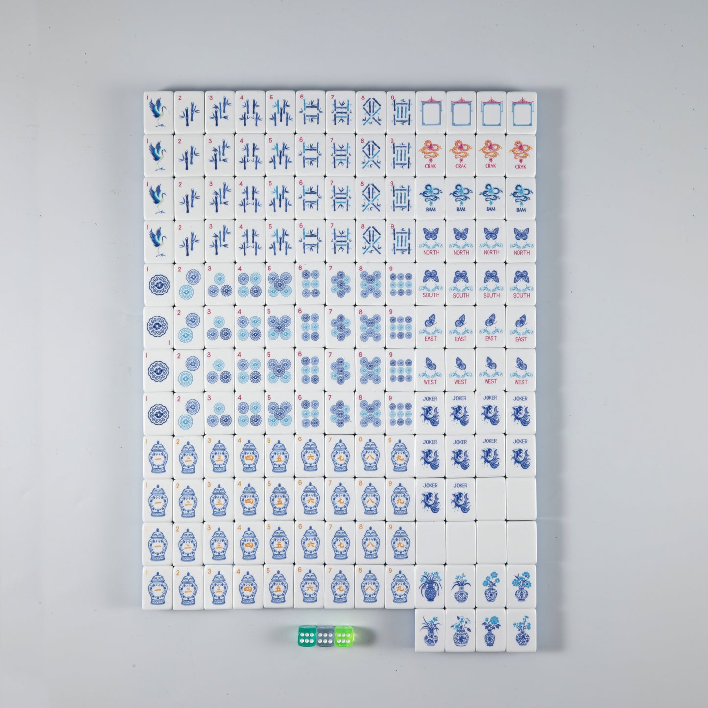 Porcelain Blue American Mahjong – Luxury Blue & White Inspired Tiles