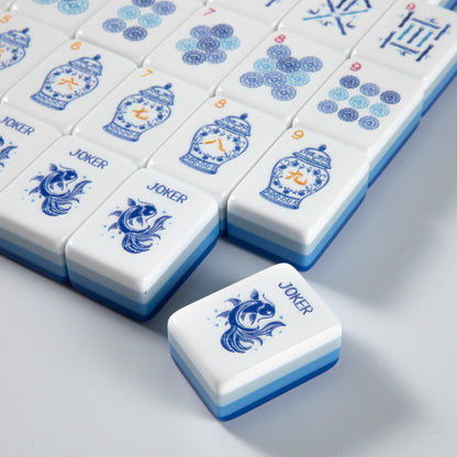 Porcelain Blue American Mahjong – Luxury Blue & White Inspired Tiles