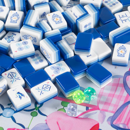 Porcelain Blue American Mahjong – Luxury Blue & White Inspired Tiles