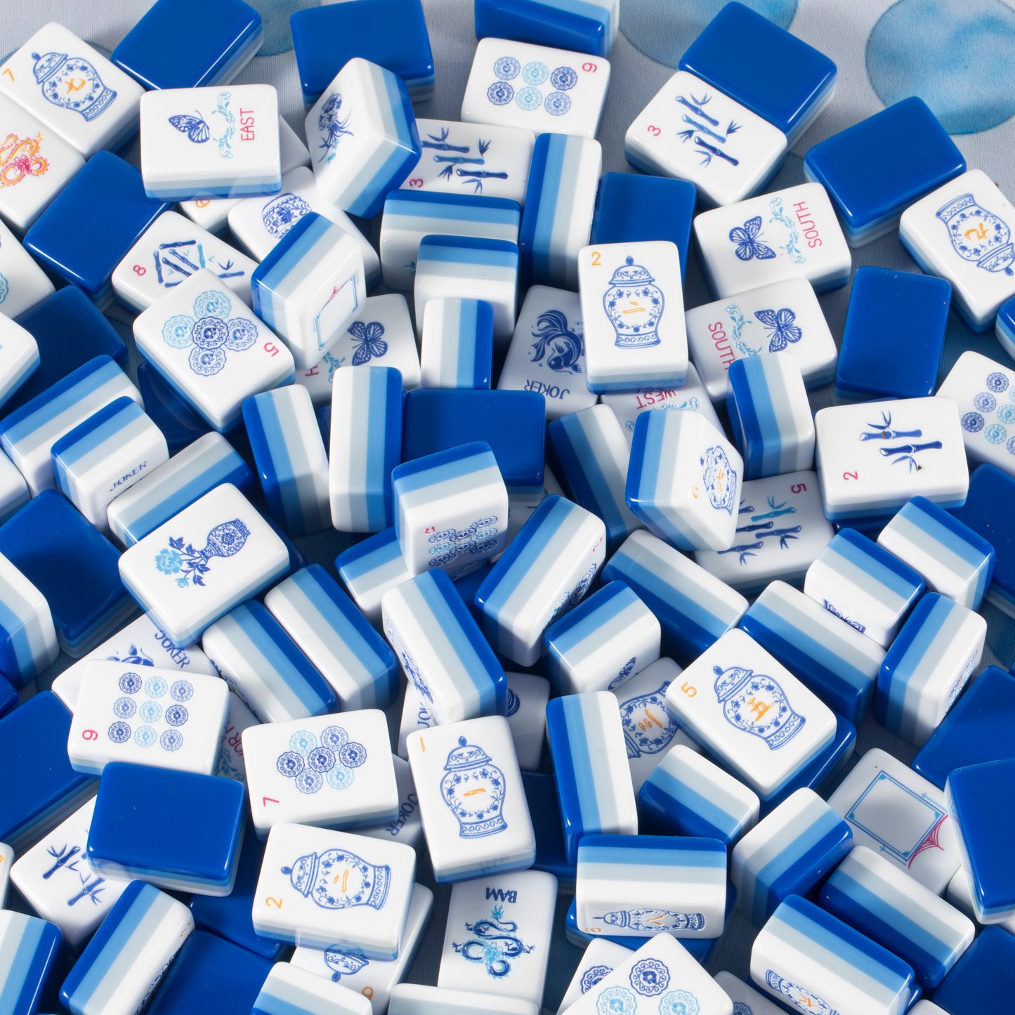 Porcelain Blue American Mahjong – Luxury Blue & White Inspired Tiles