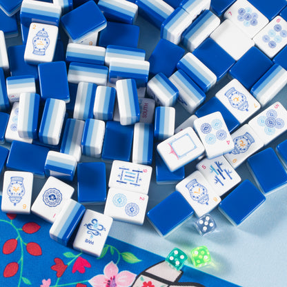 Porcelain Blue American Mahjong – Luxury Blue & White Inspired Tiles