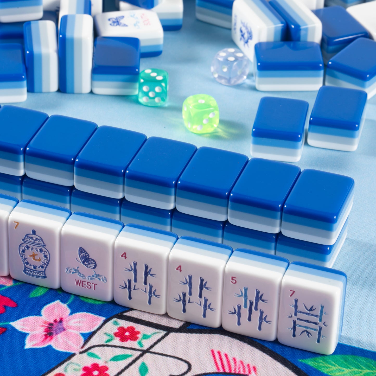 Porcelain Blue American Mahjong – Luxury Blue & White Inspired Tiles